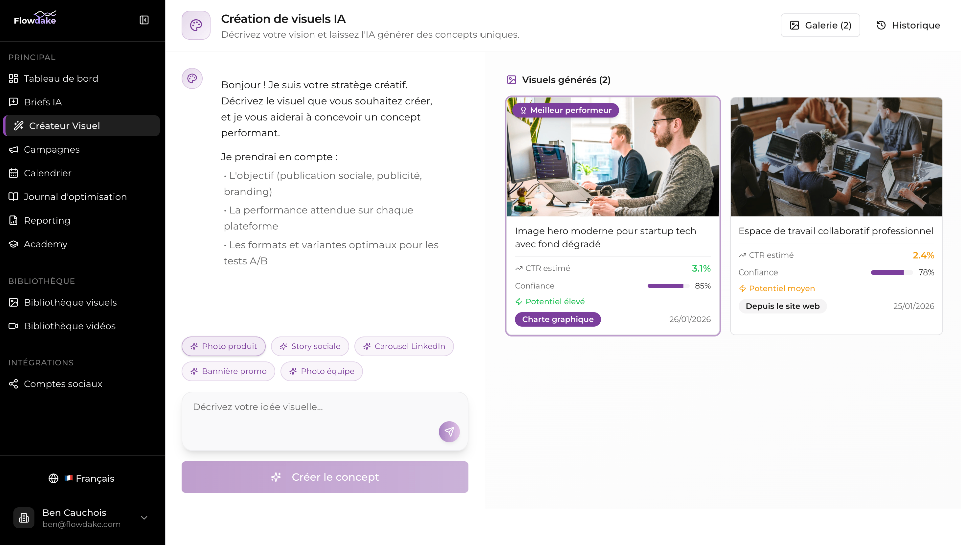 AI Visual Creator with A/B testing variants